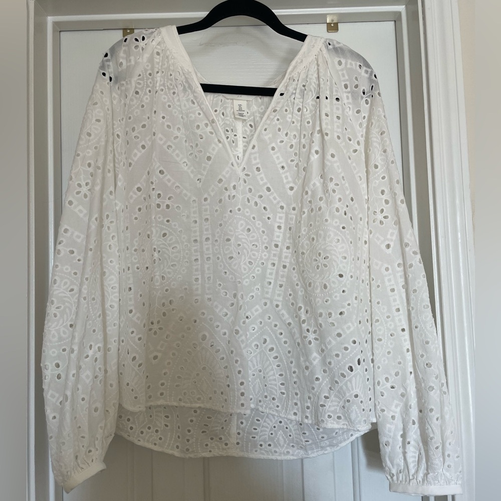 H&M White Eyelet Top